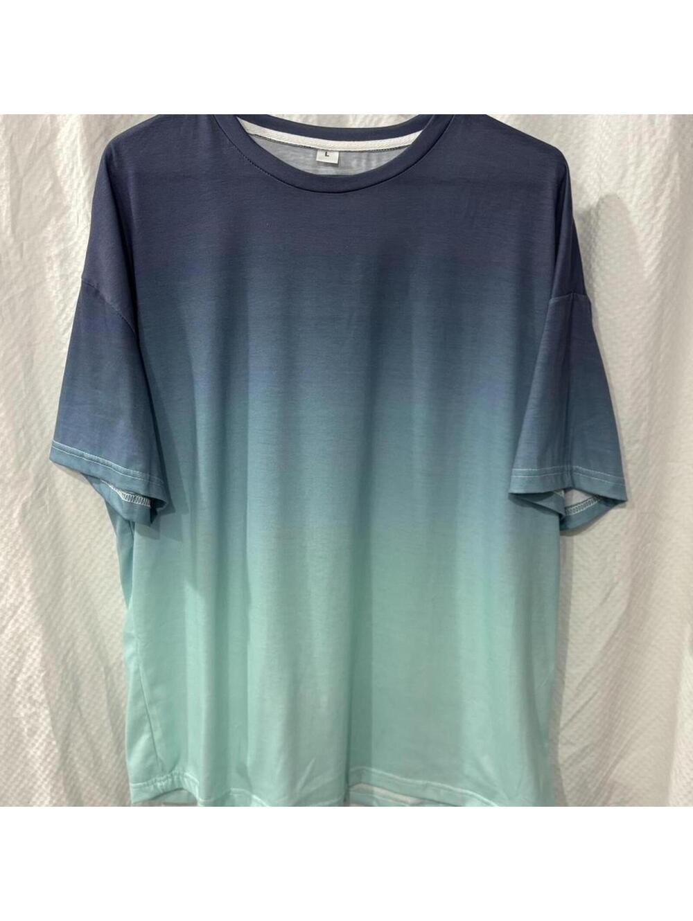Blue to Mint Ombre T-Shirt Size L